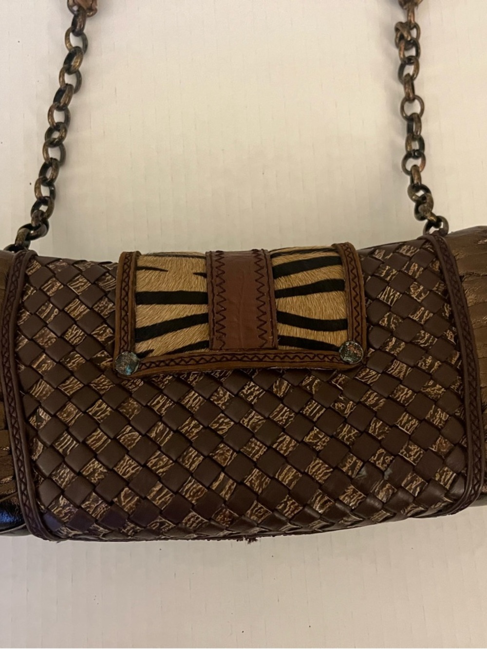 Vintage Mary Frances Brown Embellished Shoulder Bag with Stone Accents - Picture 4 of 11